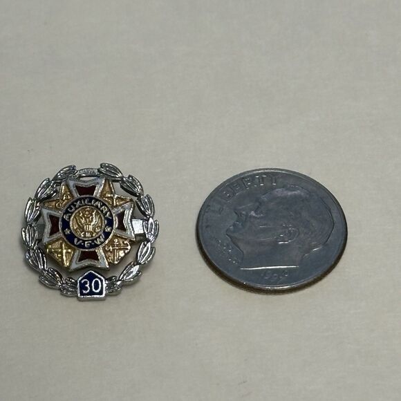 Vintage Sterling VFW AUXILIARY 30 Year Member Pin Veterans of Foreign Wars - Picture 2 of 6